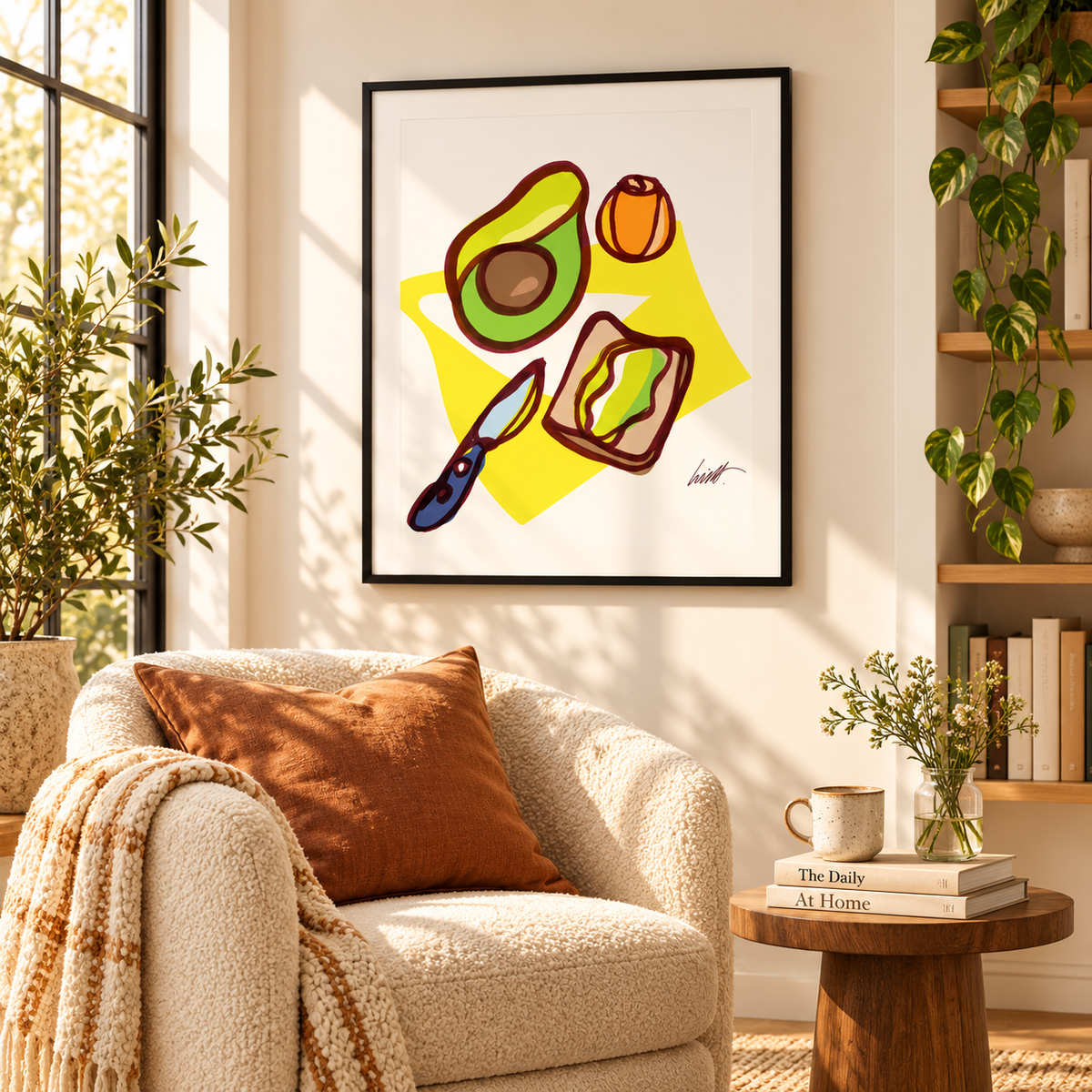 Avocado Toast fine art print in a reading nook