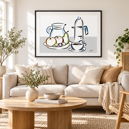 Breakfast Still Life fine art print in a modern living room