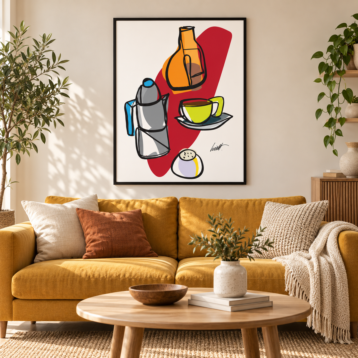 Coffee Still Life fine art print in a modern living room