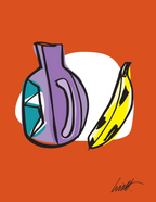 Bottle and banana artwork by Lino Ribolla