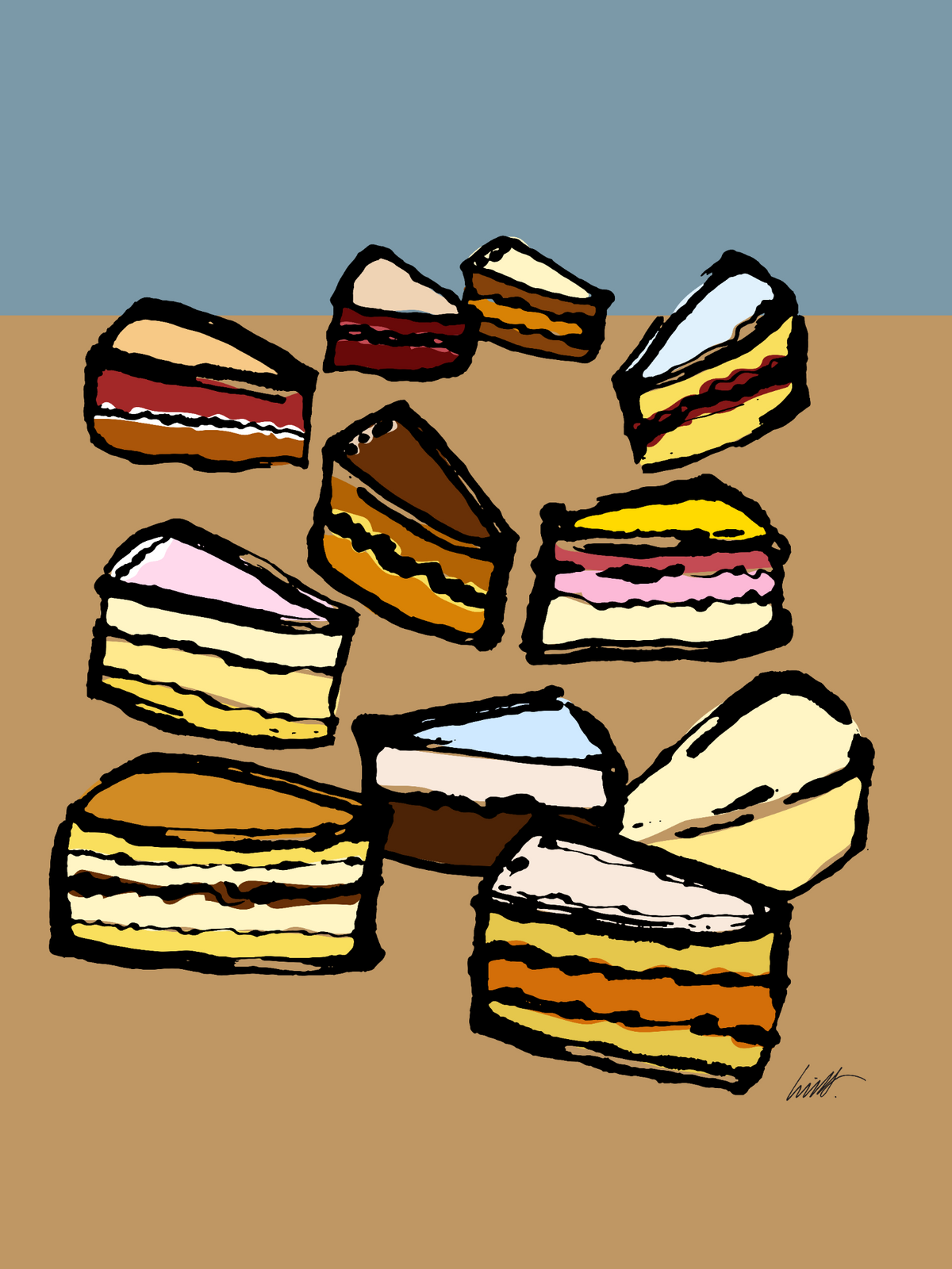 Cakes artwork by Lino Ribolla