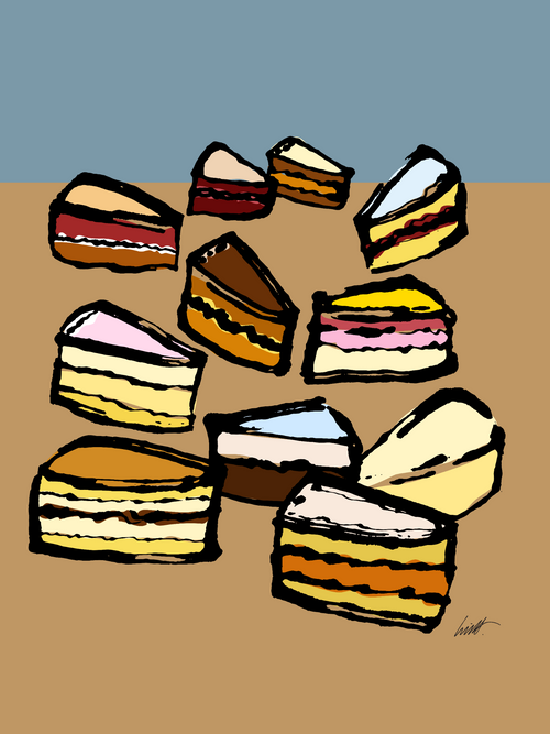Cakes artwork by Lino Ribolla