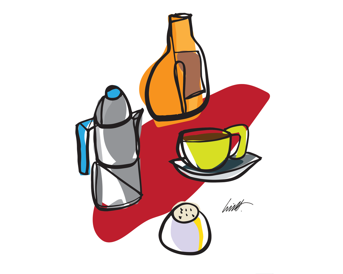 Coffee still life artwork by Lino Ribolla