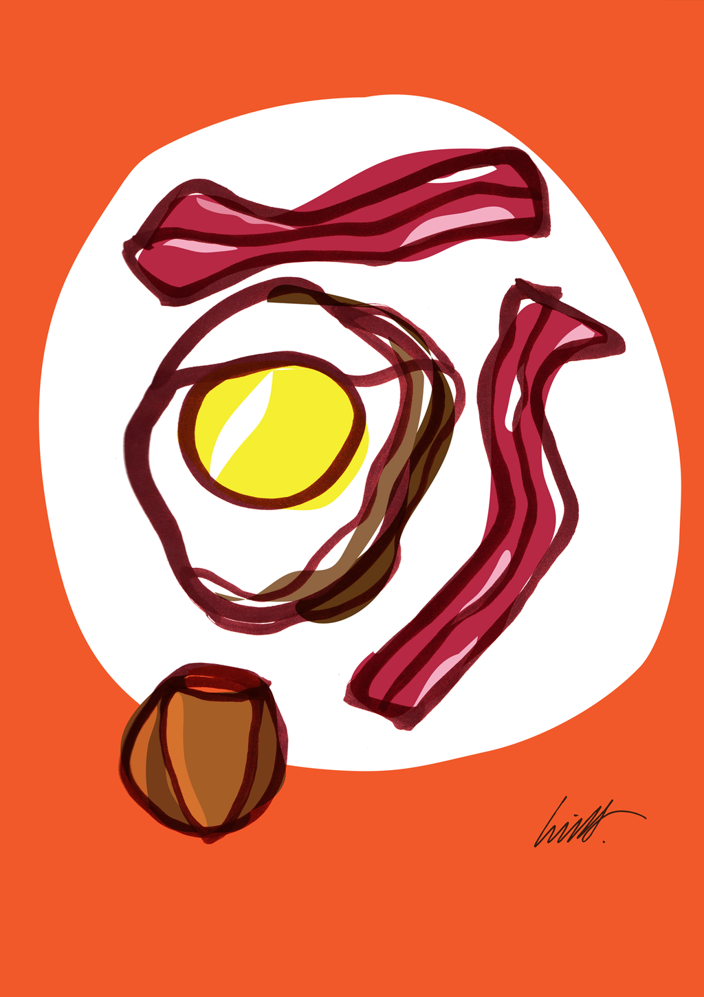 Egg and bacon artwork by Lino Ribolla