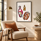 Hot Dogs fine art print in a reading nook