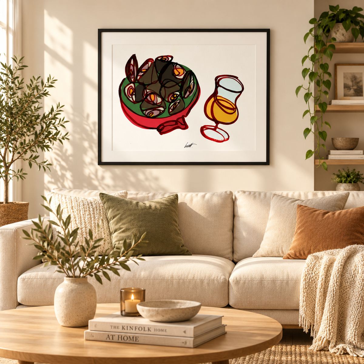 Mussels and Belgian Beer fine art print in a modern living room