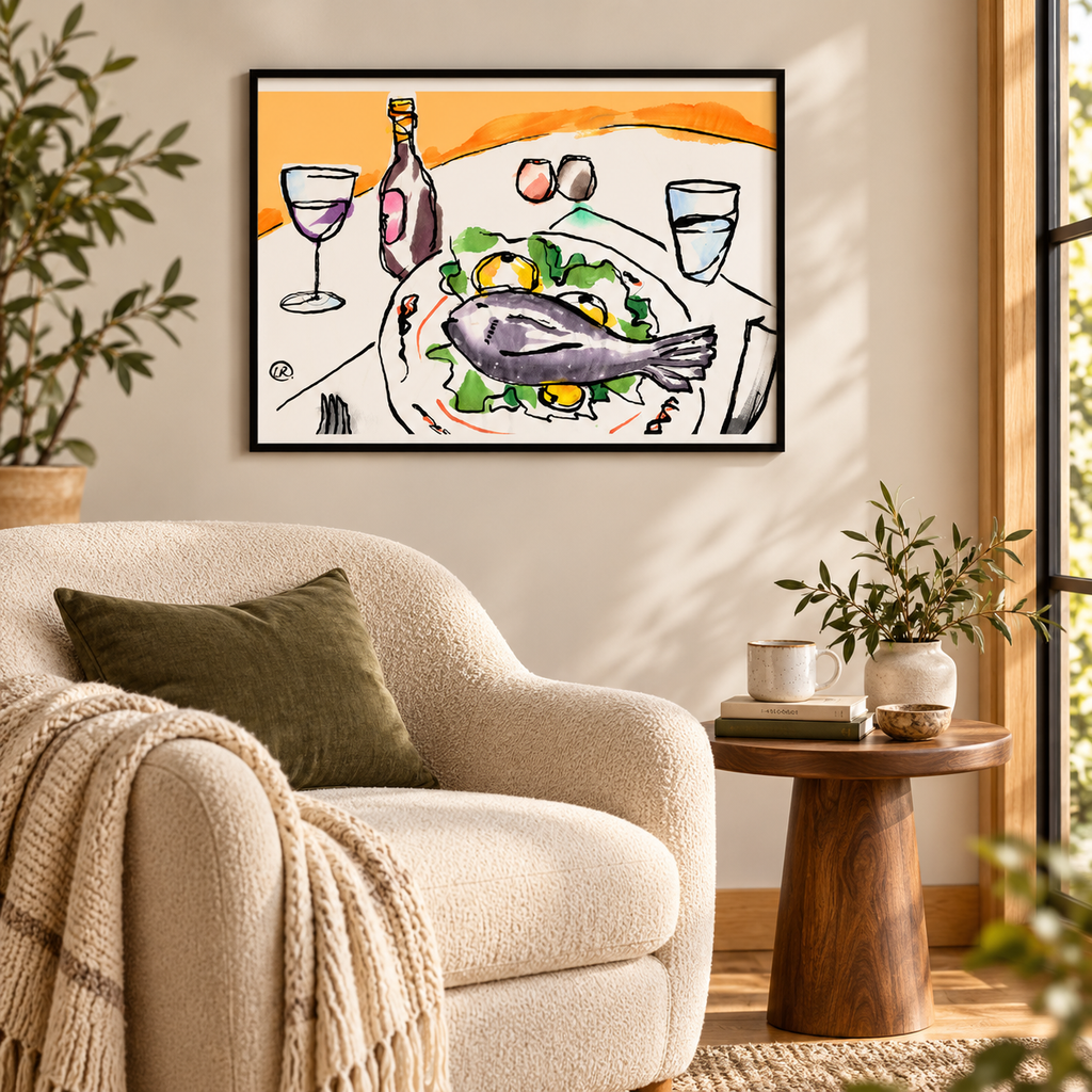 Still Life #106 fine art print in a reading nook