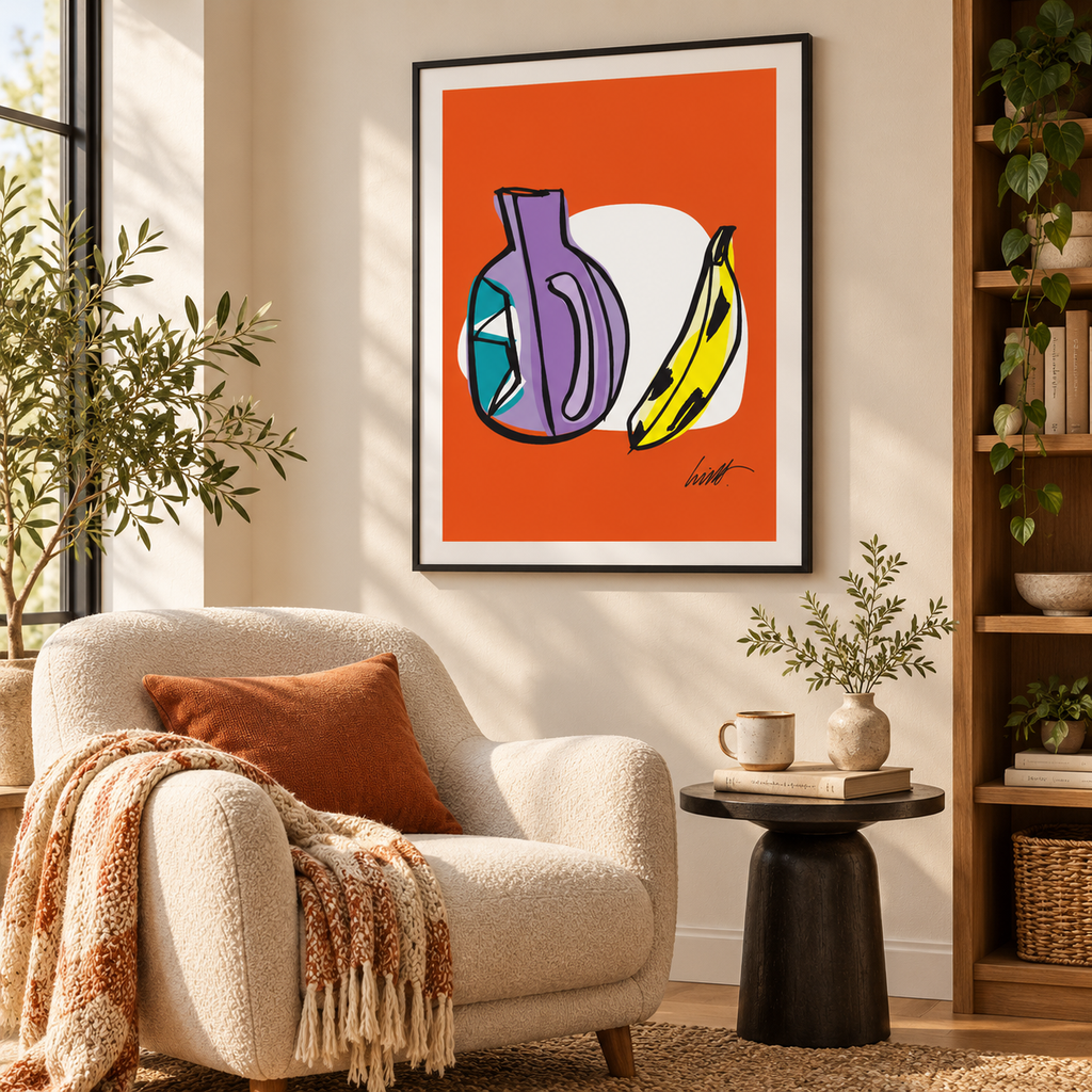 Still Life #8 fine art print in a reading nook