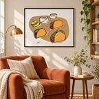 Tacos fine art print in a reading nook